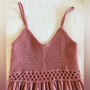Crochet top dress knee length lined skirt